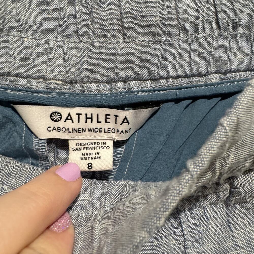 Athleta Cabo Linen Wide Leg Pants Size 8 - Picture 4 of 6